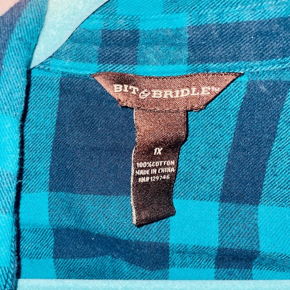 Bit & Bridle Tops Blue Plaid Flannel Bit And Bridle Poshmark